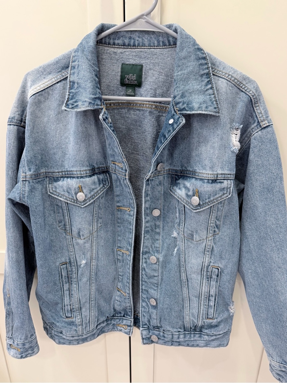 wild fable Light Blue Distressed Denim Jacket